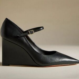 ANTHROPOLOGIE Maeve ‘The Sibley Mary Jane’ Wedge Heels NIB Black / US 8-8.5